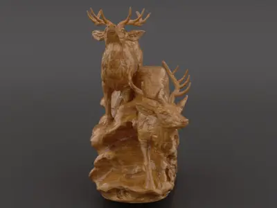 Deer Clock Stand  3D Printable  Sculpture with Clock Slot 3D print model
