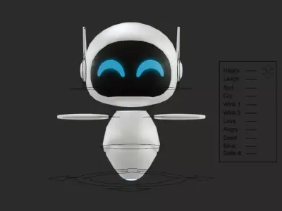 Ren 01 - Cute Mini Robot Rigged Low-poly 3D model