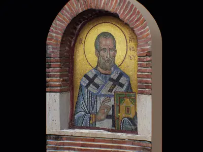 Mosaic Orthodox Icon Grandfather Priest Monk Cultural Art Low-poly 3D model