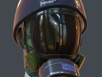 Gas mask helmet 3d model scifi Low-poly  Low-poly 3D model