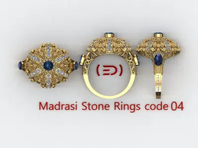 Madrasi And Stone Rings Collection  3D print model