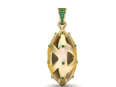 Modern Sculptural Gemstone Pendant 3D Printable Model 3D print model