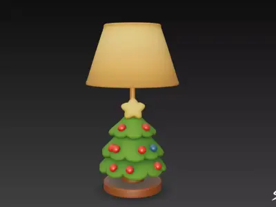 Christmas Tree Table Lamp Low-poly 3D model