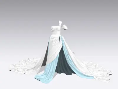 baby blue dress color block look modern chic  3D model