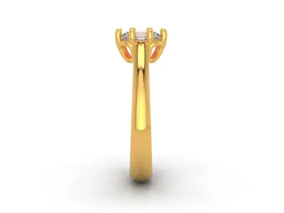 D-1192 gold engagement ring with oval cut diamond 3D print model