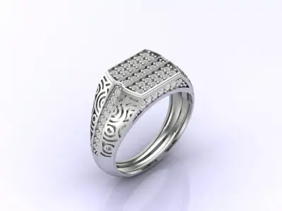 Print Ready STL 3DM  Gents Rings Diamond Men Ring  3D print model 21