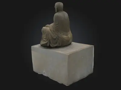 Seated Stone Monk Meditative Sculpture 3D model