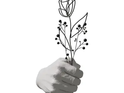 Puins Minimal Hand Sculpture Wire Flower  3D model