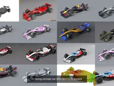 10 team f1 racing concept car 2021-2023 3D Model Pack