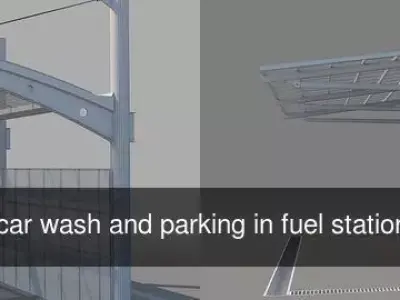 Carports for car wash and parking in fuel stations 3D Model Pack