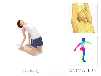Camel Yoga Exercise Woman Animation Low-poly 3D model