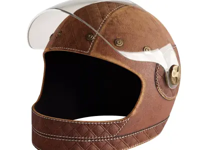 Leather moto helmet 3 3D model