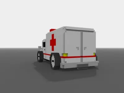 Voxel Ambulance  Low-poly 3D model