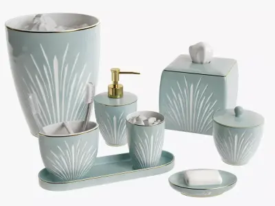 Setai Pale Blue Porcelain Bath Accessories 3D model