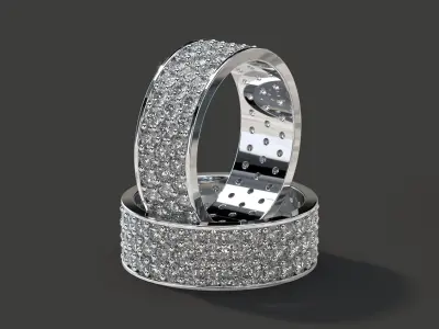 Slim Ring with diamonds 3D print model