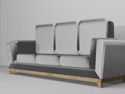 Cushion-Sofa sofa with three seats and wooden frame Free 3D model