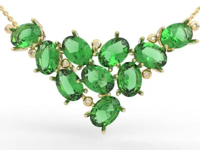 Spectacular Oval Gemstone Cluster Necklace 3D print model