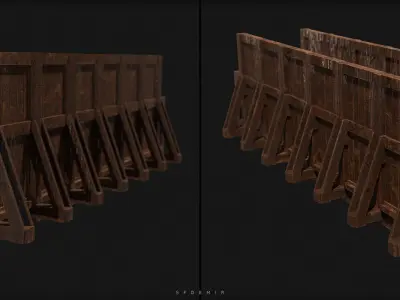 Medieval Bridge Low-poly 3D model