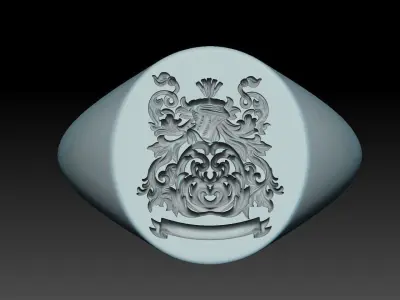 Heraldic Crest ring  Coat of Arms 3D print model