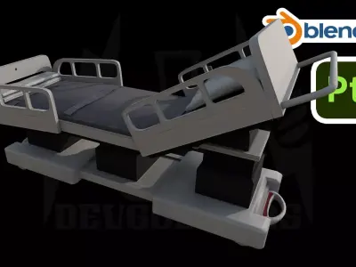 Hospital Bed PBR Low Poly Game Ready Low-poly 3D model
