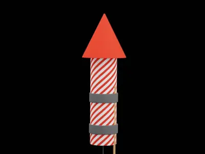 Red Christmas Firework  Low-poly 3D model