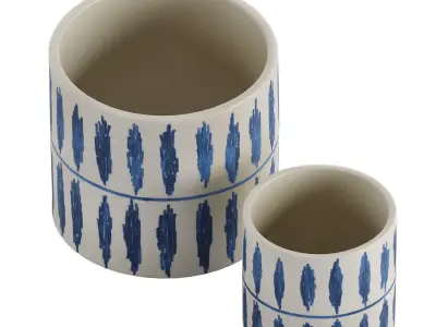 Blue and White Aztec Design Vase 3D model