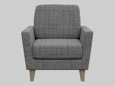 Sofa-grey pattern fabric  Low-poly 3D model