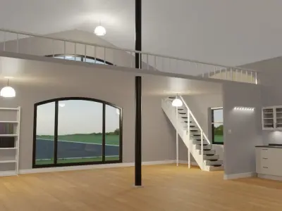 Studio house with loft and environment 2024 3D model