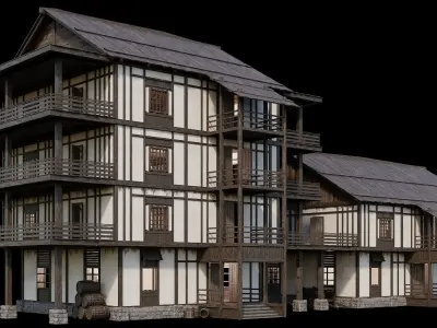 Medieval Village Pack 10 - 3 Assets - 4K Textures Game Ready Low-poly 3D model