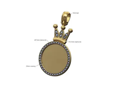 Diamond crown memory picture pendant 3D print model