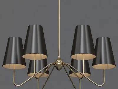 Berkshire 6 gold chandelier with five lamps 3D model