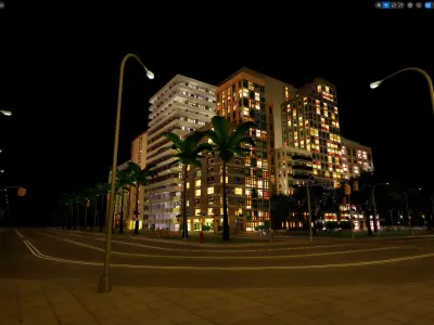 City Downtown Skyscraper Street - Night - Unreal - Lot 03 Low-poly 3D model