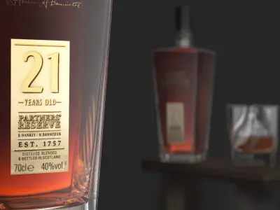 Hankey Bannister 21 YO Scotch Premium Whisky with Glass Drink 3D model