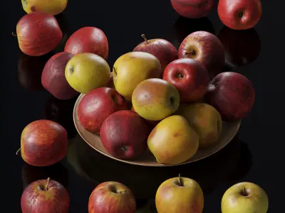 Apples Gala - 4 models Low-poly 3D model