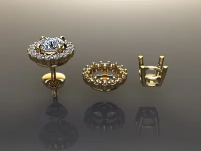 Solitaire Diamond Earring Jacket 4mm50 3D print model