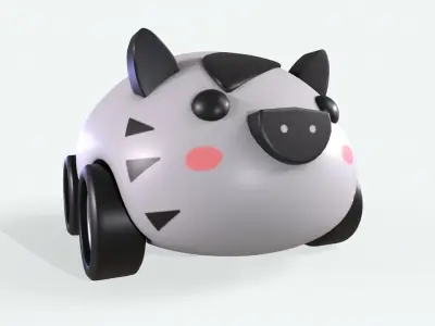 Cartoon Zebra Car Cute Low-poly 3D model
