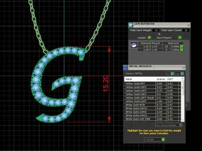 Jewelry Alphabet Pendant G 3D print model