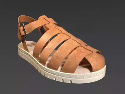 Womens Penalize Buckle Fisherman Sandals  Low-poly 3D model