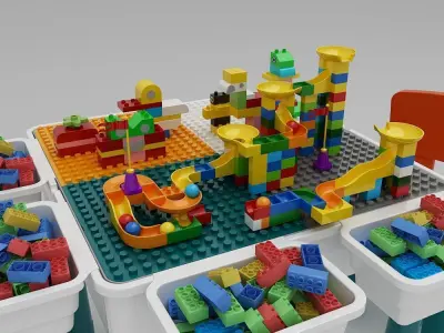 Building block toy table 3D model