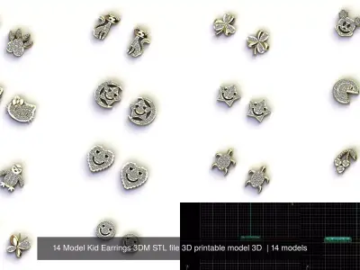 14 Model Kid Earrings 3DM STL file 3D printable model 3D  3D Model Pack