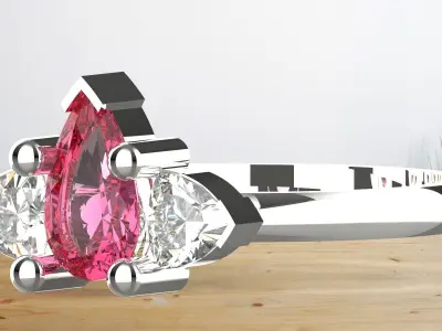 3 stone and sapphire beautful wedding lucxary  ring  3D print model