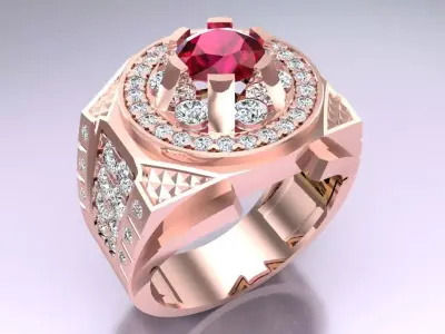 Diamond Rings - Mens Ring - N2436 3D print model