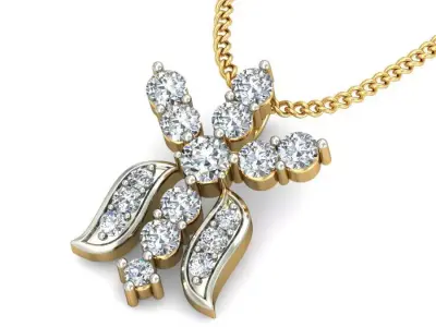 Solitaire Women Pendant 3dm STL OBJ FBX Renders Details 3D print model 15