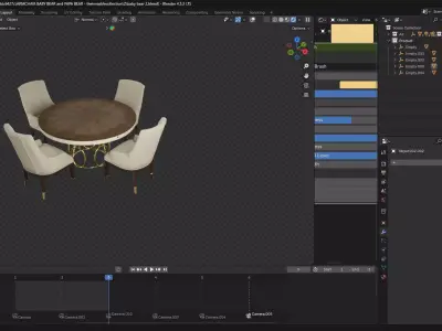 Round dining set 3D model
