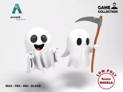 Little ghosts Low-poly 3D model