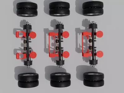 Trailer Air Suspension Ridewell 240 - Lowboy  trailer Low-poly 3D model