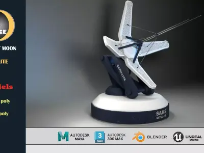 satellite 04 Low-poly 3D model