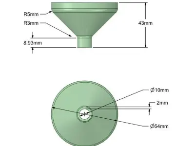 Funnel for battery phenol mixing and etc 3D print model