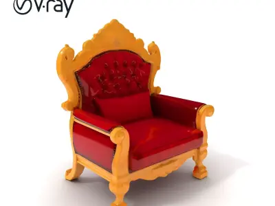 Royal Throne Chair Model Pack  Detailed and Ornate Design Low-poly 3D model