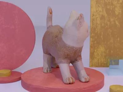 Cat statuette 01 Low-poly 3D model